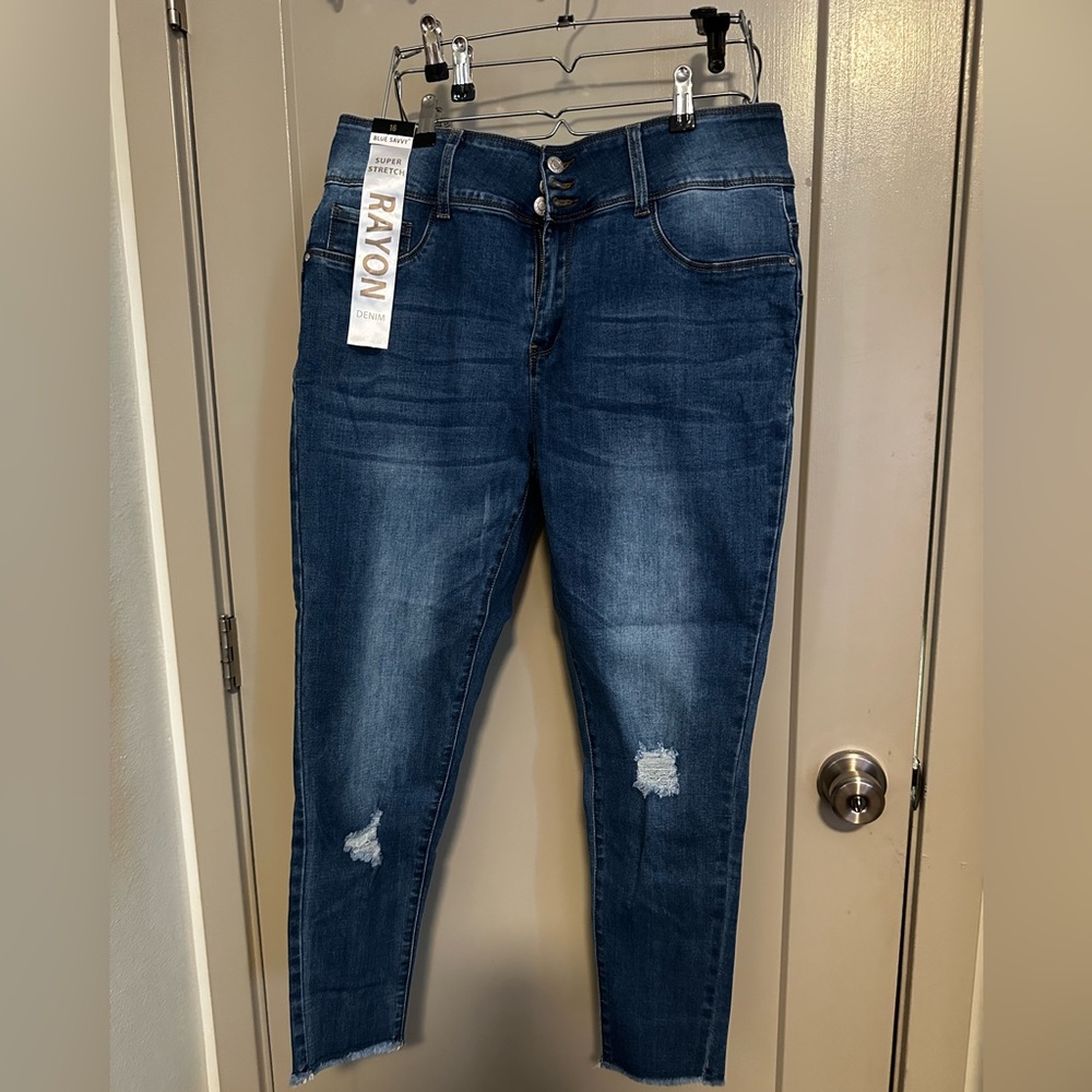 Women's Blue Distressed Jeans